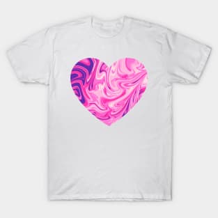 Pink Chic Liquid Abstract Heart T-Shirt